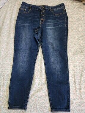 Maurices Dark Blue High-Rise Skinny Jeans with Button Fly